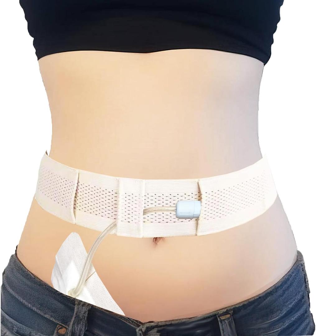 Peritoneal Dialysis Belt, PD Belts Dialysis for Men Women, Feeding Tube Belt, PD Catheter Belt, G Tube Holder Belt, Peritoneal Dialysis Catheter Accessory for Stomach Feeding Peg J Tube (M, Beige)