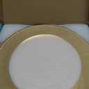 MAONAME Gold Charger Plates Set of 12, Foil 13" Plate Chargers with Beaded, Plastic Round Chargers for Dinner Plates, Table Setting