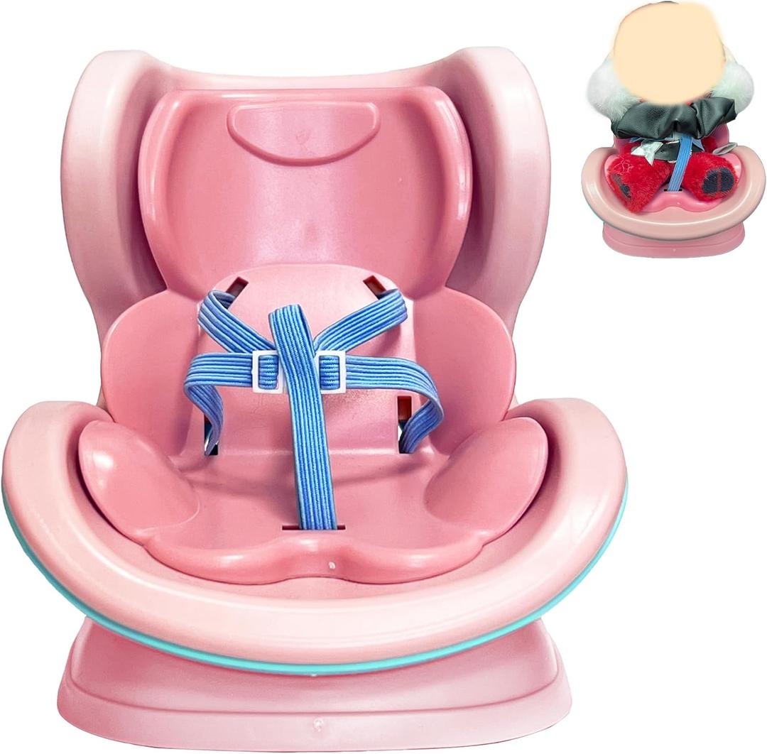 LUFEEMGA 2-in-1 Doll Car Seat for 1017cm Dolls, Miniature Dashboard Adhesive & Air Vent Clip, Cute Car Ornaments, Doll Accessory for Collectors & Interior Decor, Pink