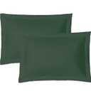 iMaylex Soft and Breathable 100% Egyptian Cotton Envelope Pillow Shams, Silk-Like and Cozy Decorative Pillow Covers, Set of 2, Dark Green, Standard