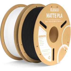 ELEGOO Matte PLA Filament Black & White 2KG, 1.75mm 3D Printer Filament Dimensional Accuracy +/- 0.02mm, 2pcs 1kg Carboard Spool (2.2lbs) Fits for Most FDM 3D Printers