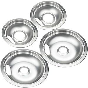 Premium Drip Pan Electric Stove Burner Covers for Whirlpool, Maytag, Kenmore - Replacement for W10278125, W10196405 & W10196406-4 Pack (2x6" and 2x8")