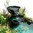 POPOSOAP Spillway Bowl and Basin Fountain Kit, Spillway Bowl Fountain with Pond Pump for Formal Waterfall Spillways, Water Gardens Basin Kit For Indoor/Outdoor DIY Water Feature Pond Garden-P721