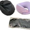 Kids Neck Pillow, Kids Travel Pillow with Eye Mask, Foldable Memory Cotton Neck Pillow for Travel, Driving, Flying (Smoke Purple)