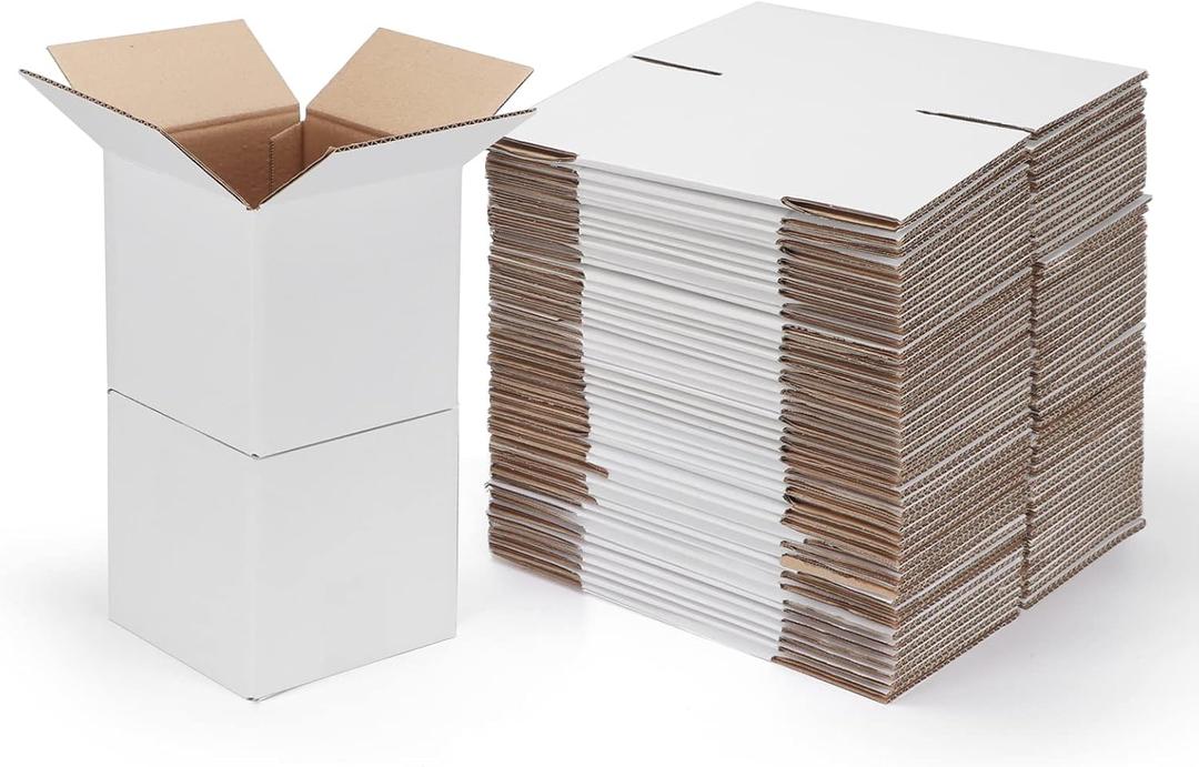 6x6x6 Shipping Boxes for Small Business,40 Pack White Corrugated Cardboard Box for Packaging, Mailing, Storage