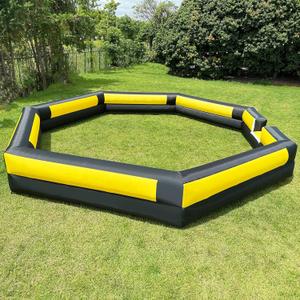 WARSUN 20FT Gaga Ball Pit Inflatable with Powerful Blower, Portable Gagaball Court for Indoor Outdoor School Family Activities Inflatable Sport Games Heptagon Structure (Black&yellow)