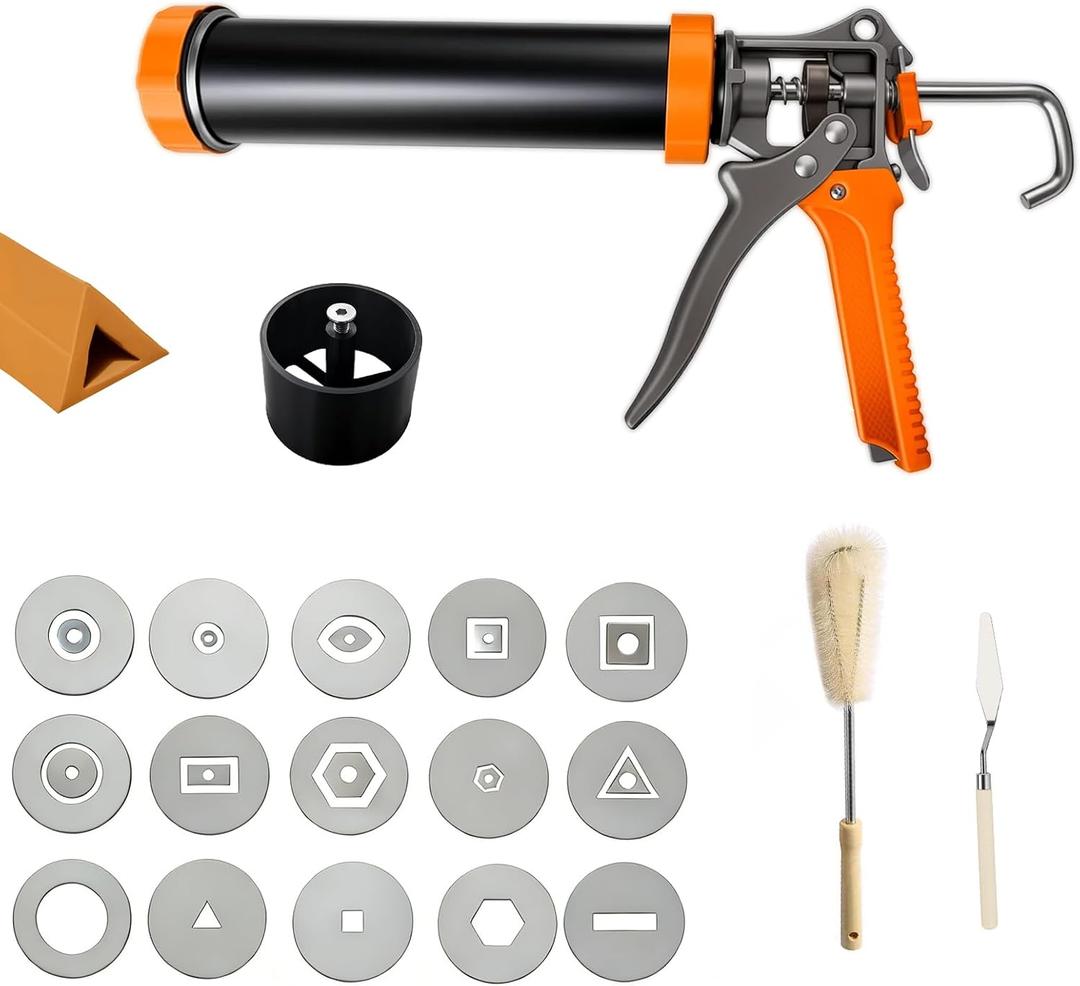 Clay Extruder Gun Handheld with 15 Shape Plates Versatile Ceramic Tool for Polymer Clay, Ceramic, Sculpey, FimoCraft Supplies for Sculpting, Modeling, Pottery,DIY Arts & Crafts
