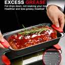 Meatloaf Pan with Drain Tray, 2 Piece Set Meat Loaf Pan with Silicone Grip and Spatula & Basting Brush, Carbon Steel with Nonstick Coating, Oven Safe to 450F, Versatile for Bread, Roasts, Cakes
