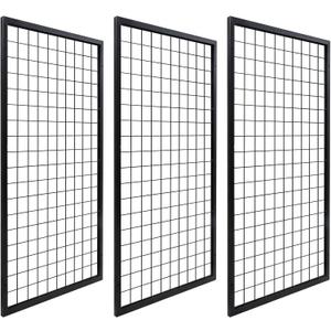 NectaCol 3 Packs Grid Wall Panels, Metal Black Wire Grid Panel, Gridwall Display Rack, Heavy Duty Gridwall Panels for Retail Display