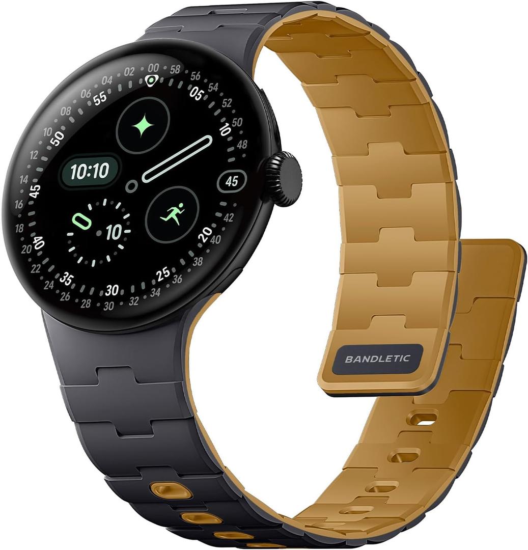 Bandletic Magnetic Silicone Bands Compatible with Google Pixel Watch 4/3/2/1 41mm for Women and Men, Rugged Soft Sport Strap Replacement Wristband