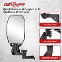 Mirrors Doors Off Compatible with Jeep Wrangler JL and Gladiator JT 2018-2026, 2026 New Launch Quick Release wrangler JL Mirrors No Wobble & Quick Removal Knob (Patented)