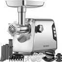 AAOBOSI #12 Meat Grinder, [3000W] 3 Speed Meat Grinder Heavy Duty: Built-in Storage Box, 2 Blades,4 Plates,3 Sausage Stuffers,Kibbe Kit,Meat Claw & Burger Press, for Home & Kitchen Use