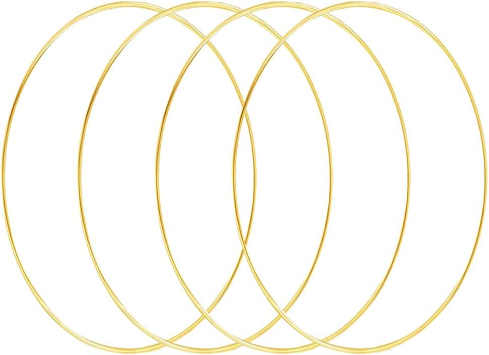 HOHIYA 4 Pcs 20 Inch Metal Floral Hoop Wedding for Table Wreath Rings Large Gold Craft for Making Decor Dream Catcher and DIY Wall Hanging 4mm Wire Taiwan Made