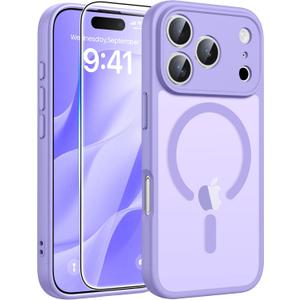FNTCASE for iPhone 17 Pro Case: [Compatible with Magsafe] Translucent Matte Cases with [Full Camera Protection] [Screen Protector] Military Grade Shockproof Protective Phone Cover - Light Purple