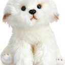 HollyHOME Maltese Stuffed Animal Realistic Maltese Dog Plush Toy Pet Fluffy Stuffed Puppy Dog Toys Gift for Kids 9 inches