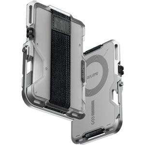 Aulumu G03 Transparently Magnetic Wallet Card Holder | Magnetic Wallet Compatible with MagSafe | Multi Function - Mobile Phone Stand/Grip | Bottle Opener | RFID Shielding Card - Translucent White