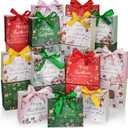 25 Pack Small Christmas Gift Bags, 5.1 x 4.5 x 2.2 Inches Mini Xmas Gift Bags, Small Gift Bag Christmas for Wrapping Presents, Classroom Exchange, Xmas Decor (Mix Color)