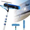 VEVOR Solar Panel Cleaning Kit, 26 ft, Water Fed Pole Kit with Cleaning Brush, Squeegee, Soap Dispenser, Extendable Aluminum Telescopic Pole, 180 Rotatable Brush Head, for Roof Mounted Solar Panels