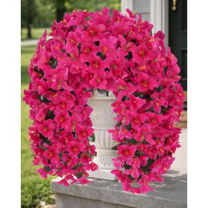 Artificial Flowers for Outdoors 2 Bundles of UV-Resistant Artificial Bougainvillea, Realistic Silk Flowers for Front Porch, Patio, Garden, Window Boxes & Hanging Baskets (Hot Pink, 2)