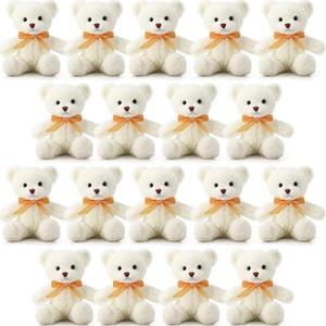 Lenwen 18 Pcs Bear Stuffed Animals Bulk 12 Inch Soft Plush Bears Doll Small Stuffed Toy for Boy Girl Baby Shower Valentines Galentines Birthday Decor Gift Party Favors(White)