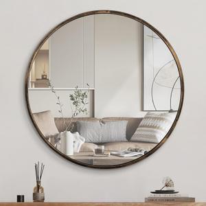1st owned Round Wall Mirror Bronze 24 Inch -Circular Metal Framed Wall Mounted Mirror, Hanging Round Modern Decorative for Entryway Bathroom, Living Room, Bedroom (24"L x 1"W)