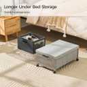Under Bed Storage with Wheels,Under Bed Drawers Heavy Duty, 2 Packs, Wooden Under Bed Storage Containers Organizer, Metal Frame, Patented Design (Triple Size, Grey)