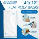 4" X 12" Open-End Flat Poly Bags (1000 Count) - 2 Mil Clear Plastic - No Adhesive Strip - For Packaging, Shipping, Storage - Spartan Industrial