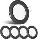 acegoo RV Recessed Ceiling Light 2-3/4 12V Dimmable LED Puck Light for Campervan Truck Caravan Boat Roof Under Cabinet Lighting, Flush Mount Cutout 2-1/4" (Black,Warm White) 4 Pack