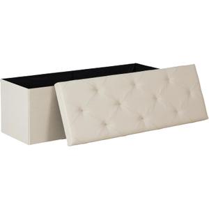 DUMOS 43 Inch Folding Storage Ottoman Bench, Large Hidden Storage Chest withThicker Foam Padded Seat, End of Bed Foot Rest Stool for Bedroom Living Room Entryway, Load 660 lbs, Beige