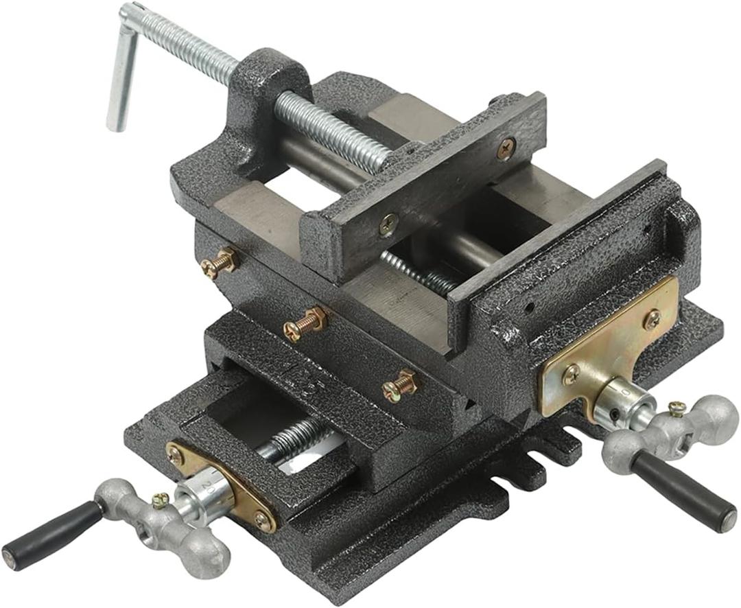 findmall 5 Inch Cross Slide Drill Press Vise 2 Way X-Y Heavy Duty Clamp Machine