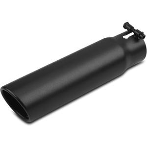 Vurkcy 2.5 inch Inlet Exhaust Tip, 3" Outlet 12" Overall Length Stainless Steel Exhaust Tail Pipe, Bolt-On, Rolled Edge, Slant Sleek Angle Cut, Polished Tailpipe, Black