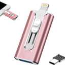 FileNest 4-in-1 USB Flash Drive for iPhone iPad, High Speed Photo Stick External Memory Storage, Thumb Drive Backup USB Memory Stick for Photos and Videos, Compatible with Android PC (Pink, 256GB)