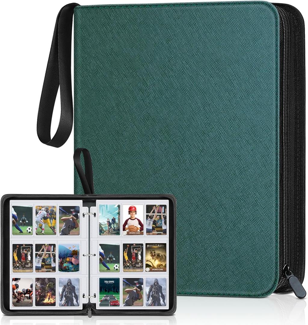 Homthy 900 Pockets Card Binder, Trading Card 9 Pocket Durable Card Holder Album, Baseball Card Protectors for Yugioh, MTC,TCG, Game Cards, Sports Cards (Cyan)