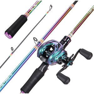 Sougayilang Spinning Fishing Reel Rod Combo, Two Pieces Colorful Poratble Light Weight Fishing Rod with Powerful Fishing Gear for Freshwater Saltwater