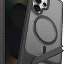 Magnetic for Samsung Galaxy S25 Ultra Case with Kickstand, Compatible with Mag-Safe, Slim Shockproof Grippy Translucent Matte Phone Cover, Built in Invisible Stand, Black