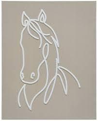 Beige painting with a horse drawing, 16,5x20,5