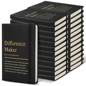 24 Pcs Employee Appreciation Gifts A6 Small Leather Journals Bulk Inspirational Different Maker Notebook Thank You Gift for Women Leadership Coworker Team Staff Christmas (Black)