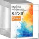 12 Pcs Acrylic Sign Holder 8.5 x 11, Vertical Wall Mount Sign Holders with Adhesive, Clear Plastic Frames Paper Display Sign Holders for Office, Home, Store, Restaurant - No Drilling