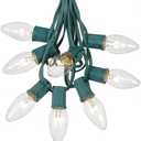 Novelty Lights C9 Clear Christmas String Lights - Indoor/Outdoor Light Set w/ 125 Transparent Bulbs for Christmas Tree, Patio, Wedding Decor, and More - (Green Wire, 100' Long)