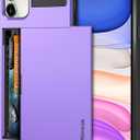 Vofolen Case for iPhone 11 Case Wallet Credit Card Holder ID Slot Sliding Door Hidden Pocket Anti-Scratch Dual Layer Hybrid Bumper Armor Protective Hard Shell Back Cover for iPhone 11 6.1 Light Purple