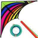 Mint's Colorful Life 60'' Delta Kite with 7.1in Reel Winder, Easy Flying Kites & Kite String Spool for Kids & Adults, Best Beach Kites Set for Beginners