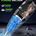 Handheld Vacuum Cordless, Rechargeable Car Vacuum Cleaner with Multiple Attachments, Portable Hand Held Vacuum Suction Power, Mini Vacuum for Car, Home, Pet Hair, Office, Desk, Keyboards Black Silver
