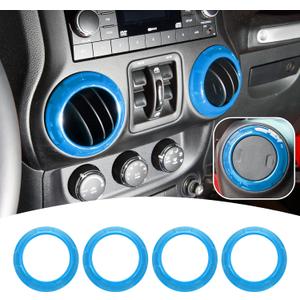 JeCar 4PCS Center Console Dash Air Conditioner Vent Cover Trim Interior Accessories Fit for Jeep Wrangler JK JKU 2011-2018 (Light Blue)