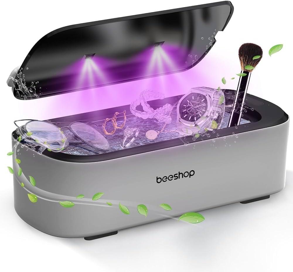 Professional Ultrasonic Jewelry Cleaner - 550ml(19oz) Ring Cleaner with Degas Function, 2 Time Modes, 48Khz Jewelry Cleaner Sonic Machine for Eyeglasses, Dentures, Retainer, Necklaces, Watch(Black)