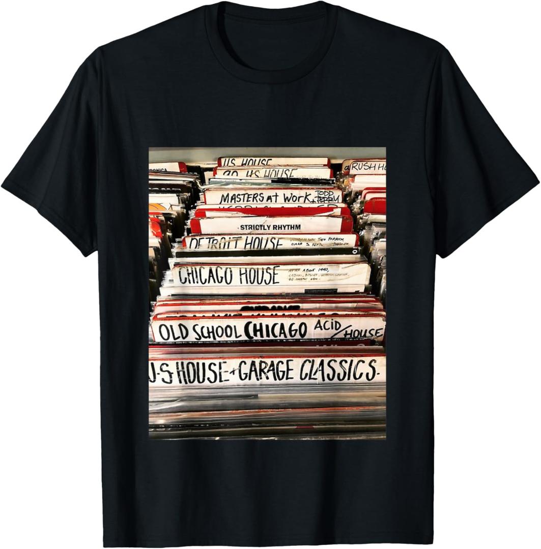 House Music Vinyl Record Deep Soulful House DJ T-Shirt. L Size