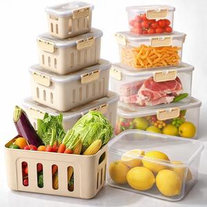 Fruit Containers for Fridge Keep Fresh, 5-Pack Food Storage Containers with Lids, Meal Prep Containers, Fridge Storage with Removable Colander, Microwave & Dishwasher Safe (Cream)