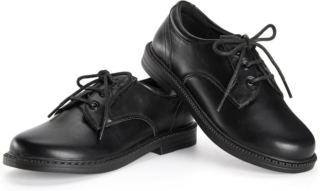 PATPAT Boys Girls Dress Shoes,Oxford Loafers Formal School Shoes for Toddler Little Big Kids (Black) Size: 6 Toddler