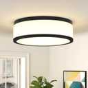 LED Flush Mount Ceiling Light, 15 inch, 24W Dimmable 3000K 4000K 5000K Matte Black Modern Round Ceiling Light Fixture for Kitchen, Hallway, Bathroom, Stairwell, LMS-054
