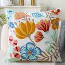 AkiiGer Embroidered Throw Pillows with Inserts, 18" x 18", Flower Cluster