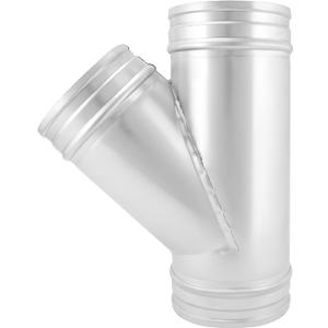 QWORK 5" Duct Splitter, 3 Way Duct Hose Connector, 12.4" Long 45 Degree 5 Inch Dia Branch Metal Ducting Connector Adapter/Splitter